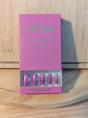 Pink Red Aspen Nail Dashes Metallic Press-On Nails
